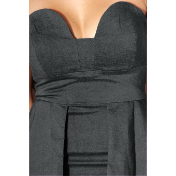 Gray Full Line Bandeau Peplum Dress